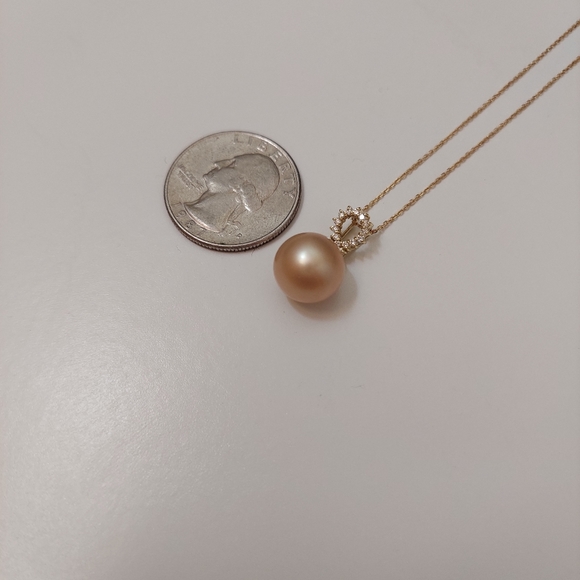✨️18k ✨️real Gold chain Pearl Diamond Pendant Necklace - Picture 5 of 14